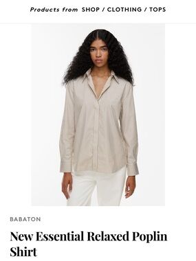 Babaton Beige and White Stripe Button-Down Shirt